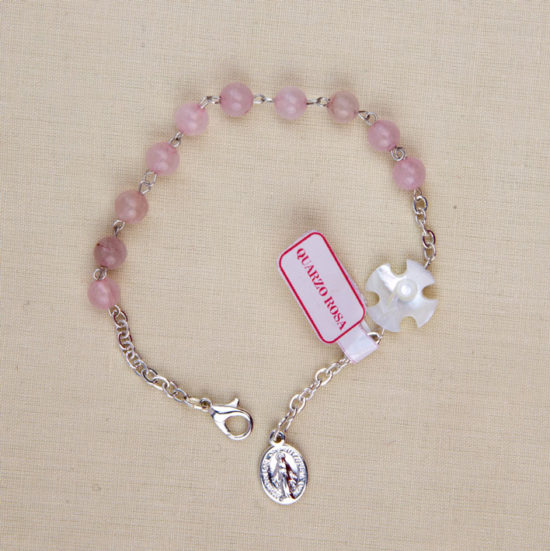 bracciale quarzo rosa catena