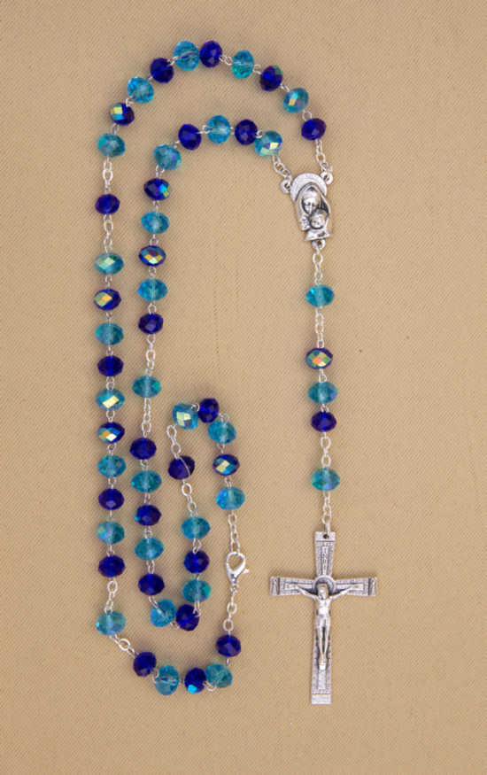 rosario semicristallo acqua blu alternati