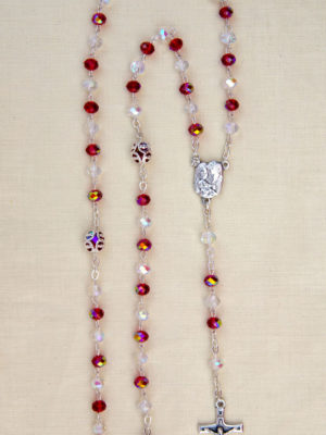 rosario semicristallo alternati rosso e bianco coppiglie