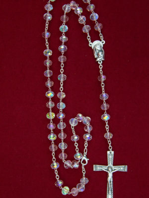 rosario semicristallo bianco rosa