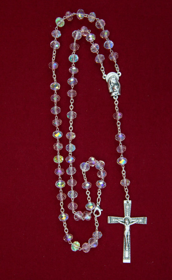 rosario semicristallo bianco rosa