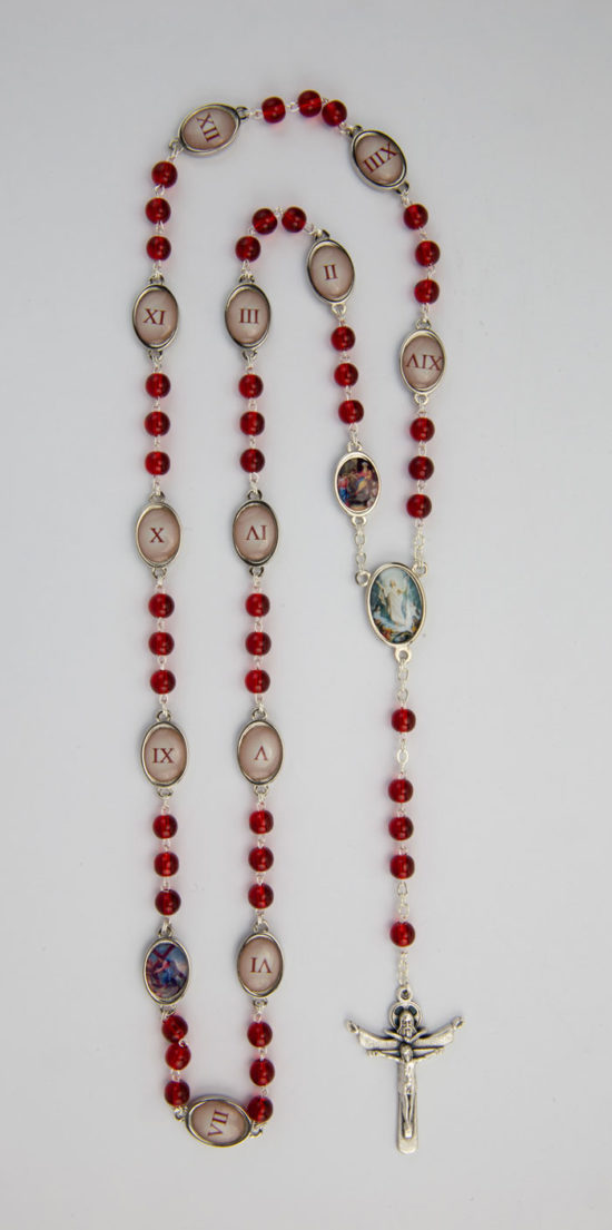 rosario via crucis in vetro con 15 stazioni